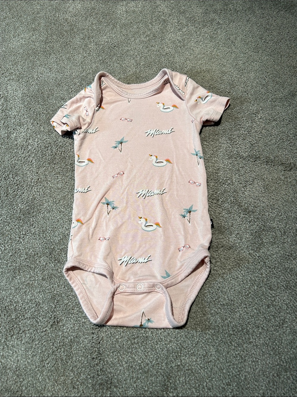 Kyte BABY Pink One-Piece Bodysuit with Floatie & Palm Print
